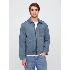 NWT Gap Relaxed Denim Chore Jacket Light Wash Blue Jean Jacket Mens Size S